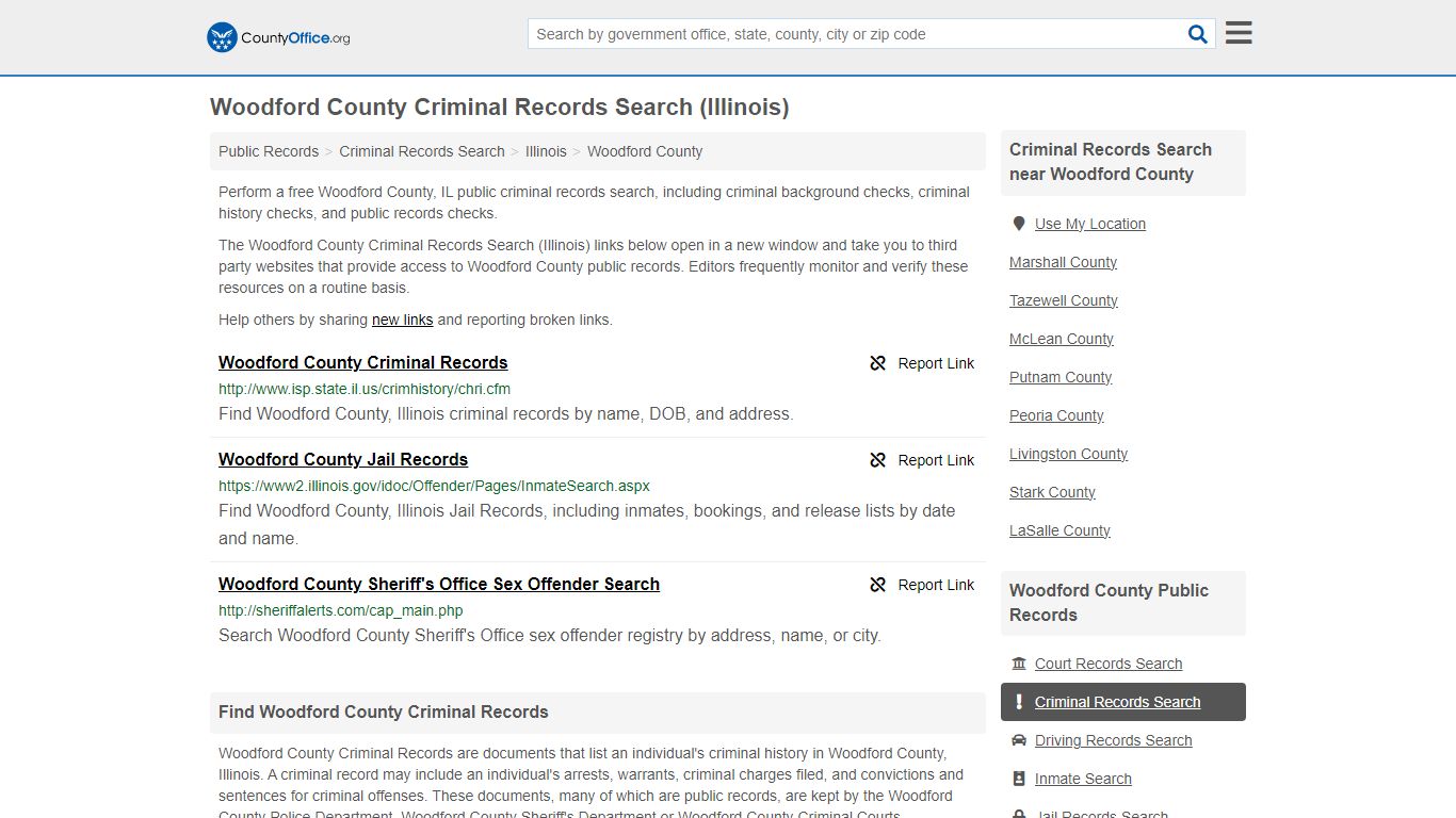 Woodford County Criminal Records Search (Illinois)